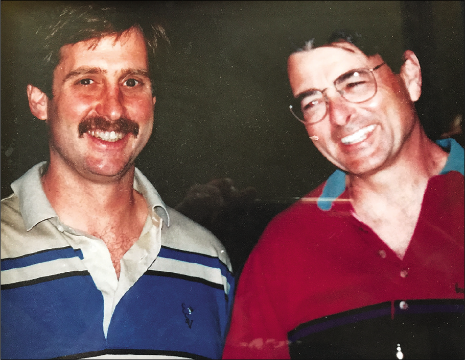 Felix “Buddy” Savoie (USA, left, with Dr Dick Caspari) has contributed to the understanding of injuries associated with distal radius fractures. Courtesy Buddy Savoie.