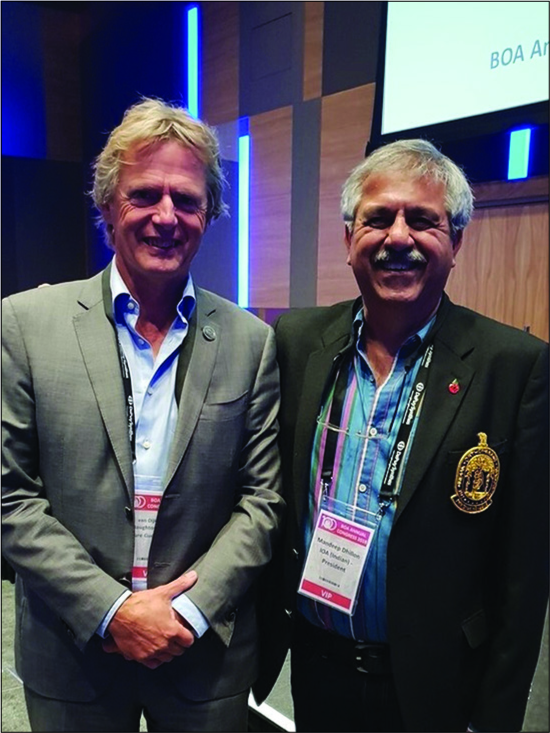 Niek van Dijk of Netherlands, a pioneer of ankle and subtalar arthroscopy in Europe, seen here with the author.